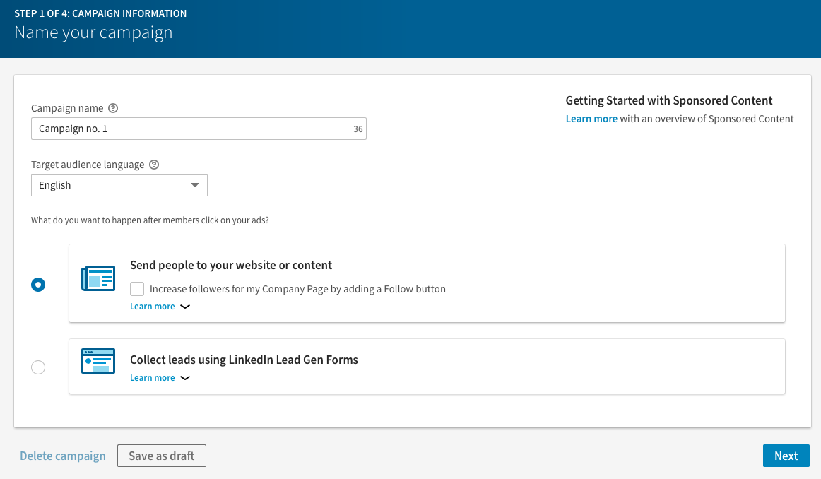 how to create linkedin campaign