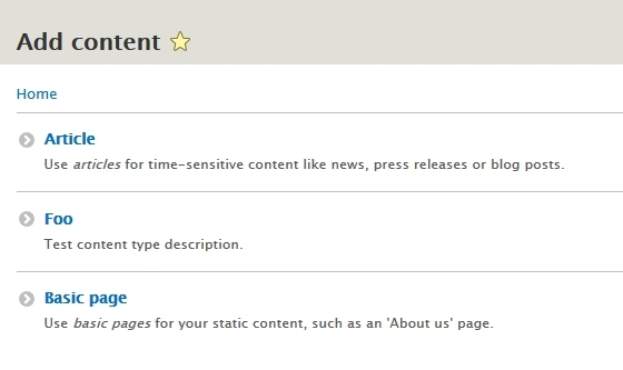 drupal 8 content type name description