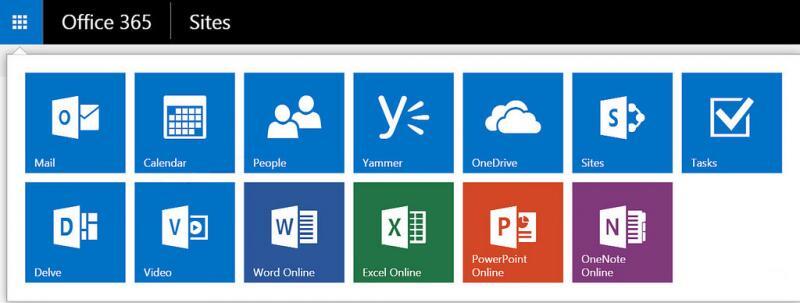 Office 365 menu