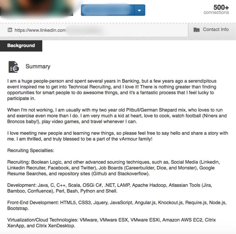 LinkedIn profile summary